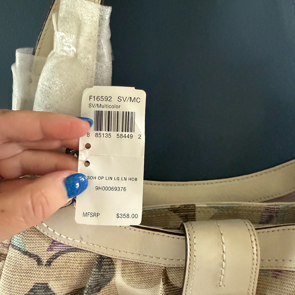 Coach Cream and Tan Shoulder Bag with Signature Pattern - Picture 2 of 11